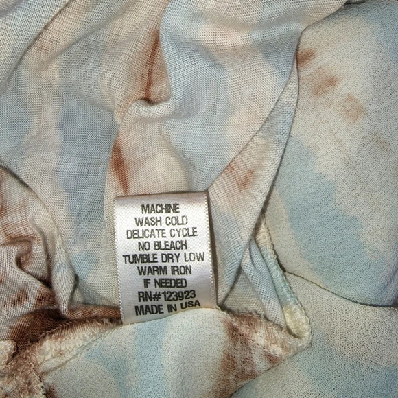 XCVI Tie Dye Short Sleeve Blouse Brown Blue Sz S - Picture 9 of 10